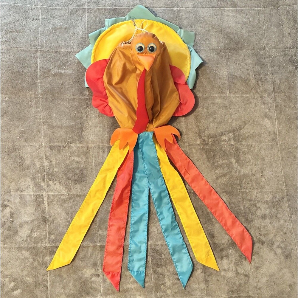 Vintage Windsport Turkey Windsock Thanksgiving Fall 1989 80s 40” *READ*